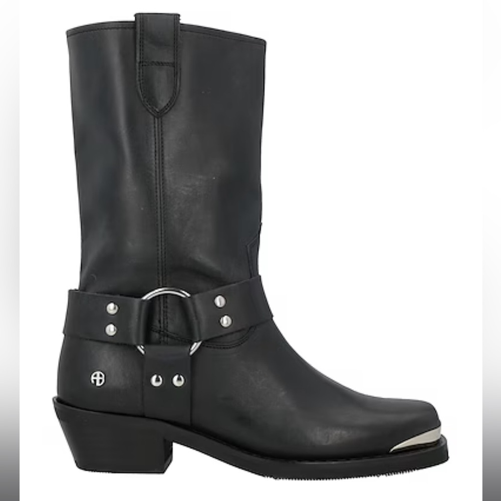 Anine Bing Black Leather Moto Boots size 37, US 7 - Picture 1 of 5